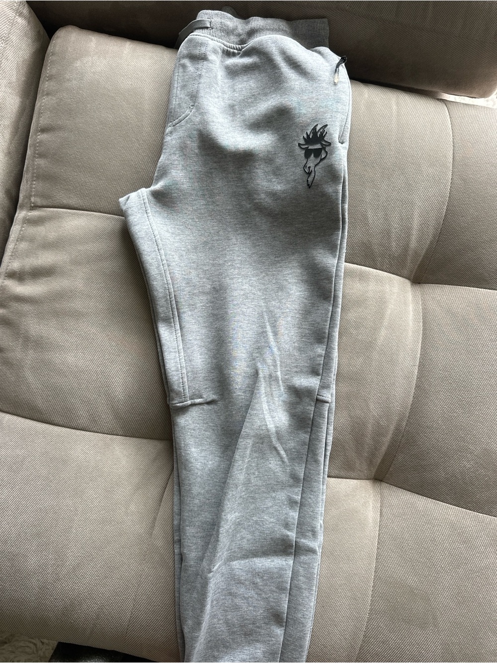 GOAT USA - Kids Gray Fleece Joggers with Graphic Detail
